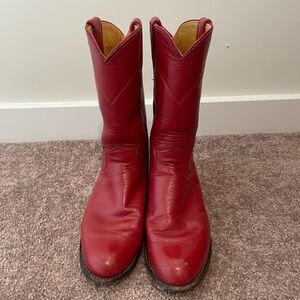 Justin Women's Red Pull-On Leather Cowgirl Western Boots